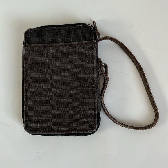 Mona B upcycled canvas wristlet wallet. - Picture 2 of 6